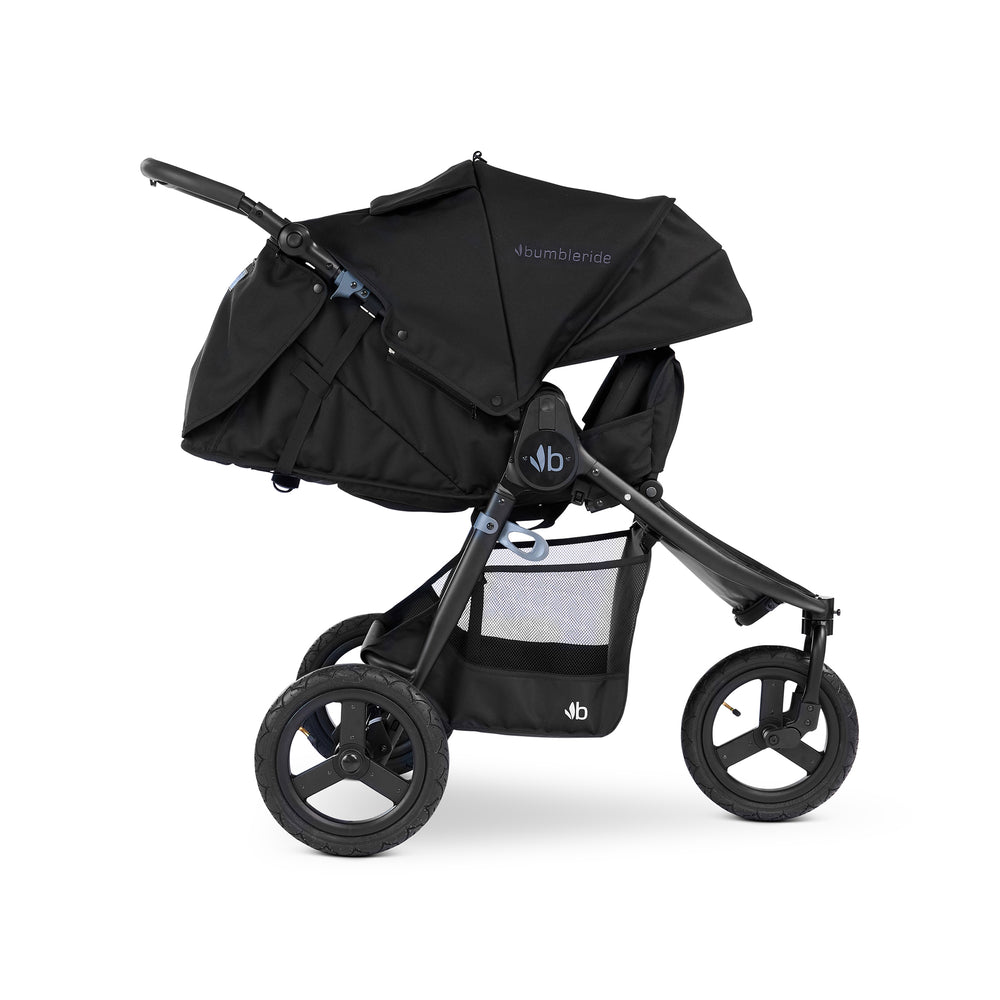 
                      
                        Bumbleride Indie All Terrain Stroller in Black - Premium Black Frame - Infant Mode View - Past Collection 2023
                      
                    