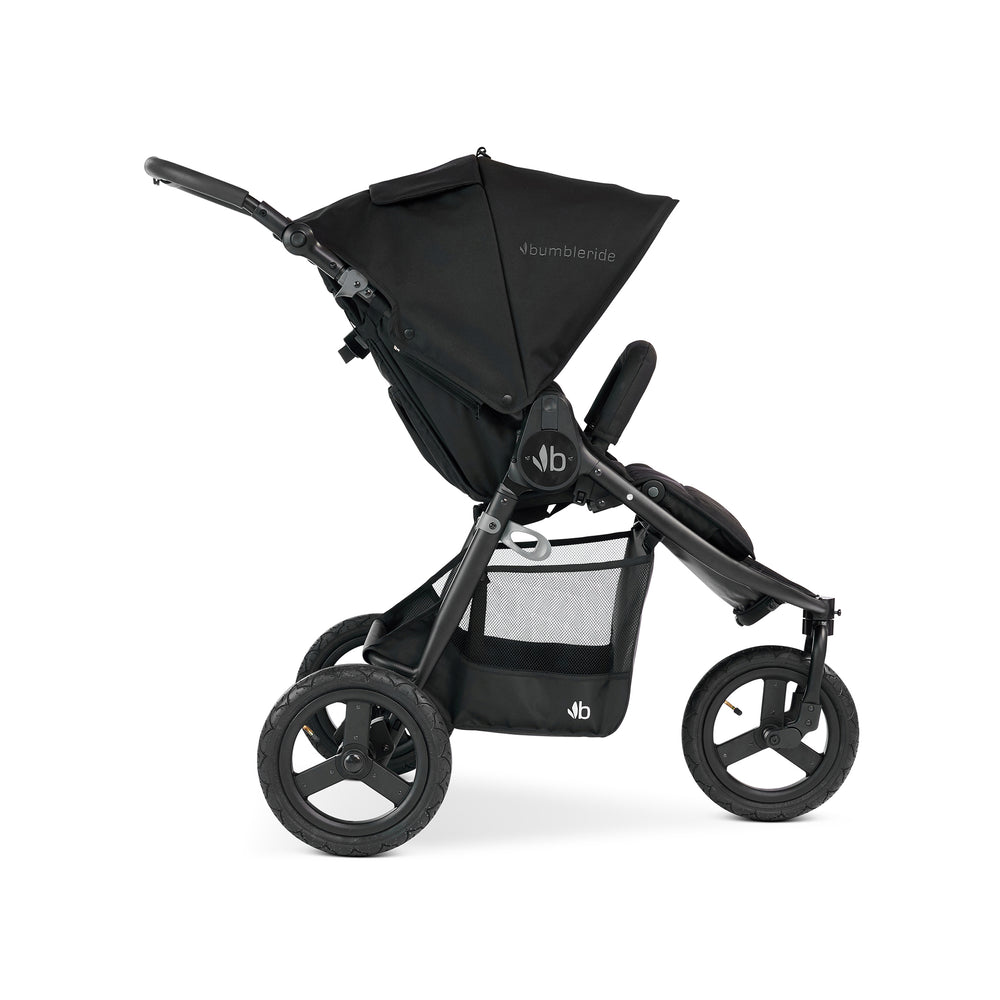 
                      
                        Bumbleride Indie All Terrain Stroller in Black - Premium Black Frame - Profile View - Past Collection 2023
                      
                    