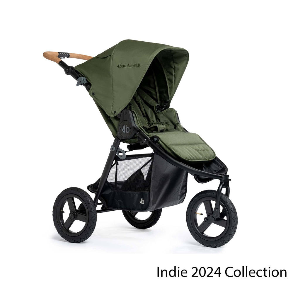 
                      
                        Bumbleride Indie All Terrain Stroller in Olive - 3/4th View - New Collection 2024
                      
                    