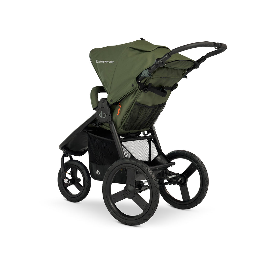 
                      
                        Bumbleride Speed Jogging Stroller in Olive - Premium Black Frame - Back View.  New Collection 2023.
                      
                    