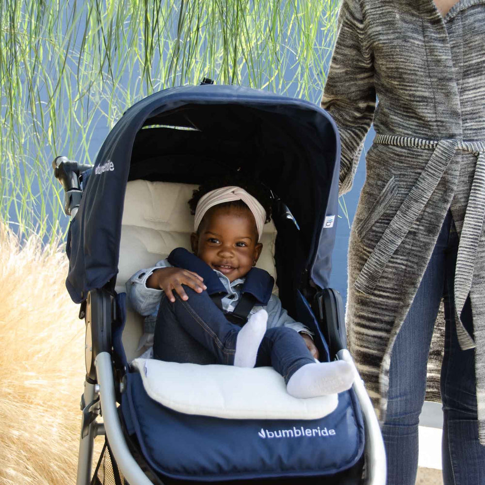 
                      
                        Organic Cotton Stroller Liner on Bumbleride Indie in Maritime Blue 2
                      
                    